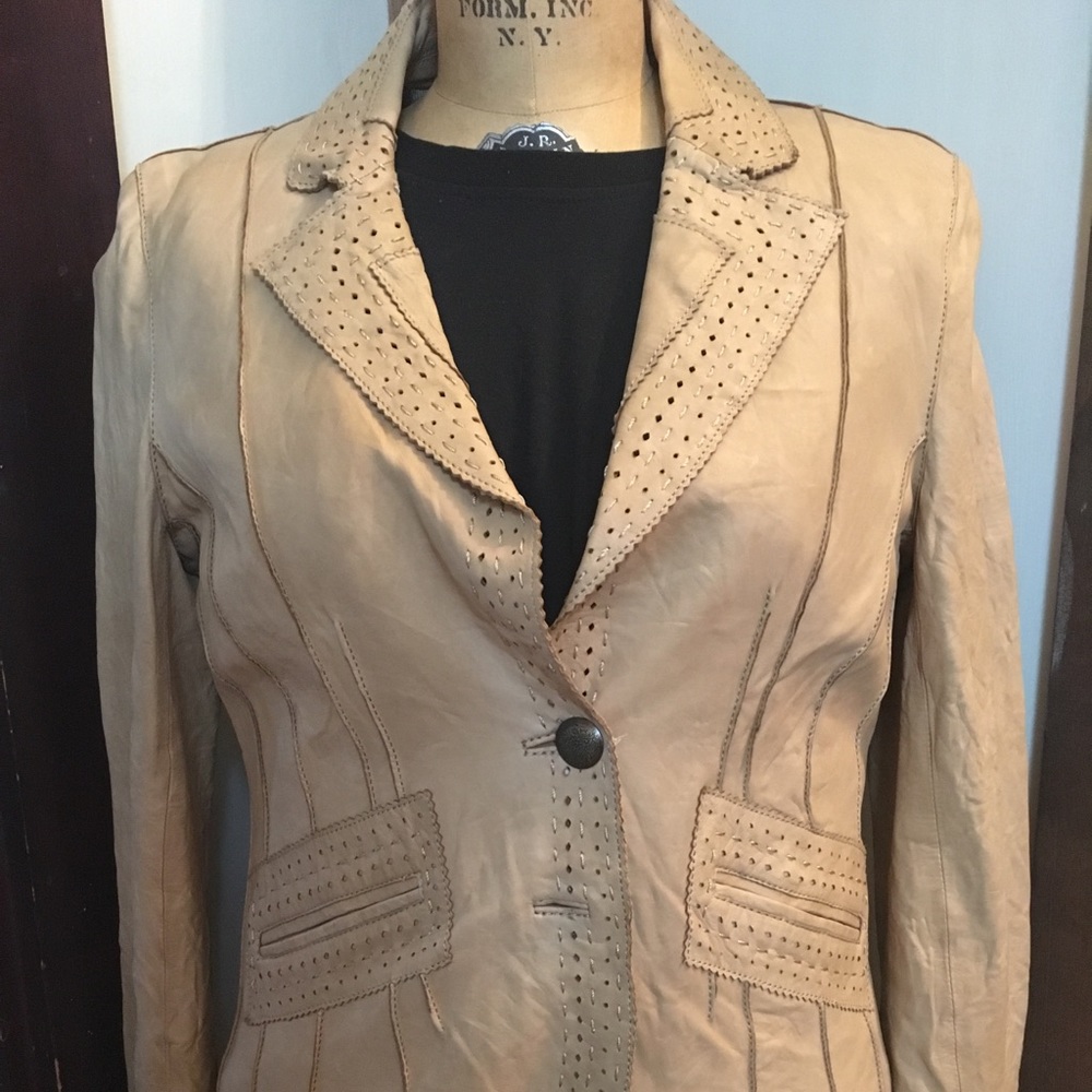 COLE HAAN COLLECTION LEATHER BLAZER JACKET